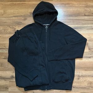 Y2K Jordan Triple Black Zip Up Hoodie Sweatshirt Jogger Sweatpants Matching Set
